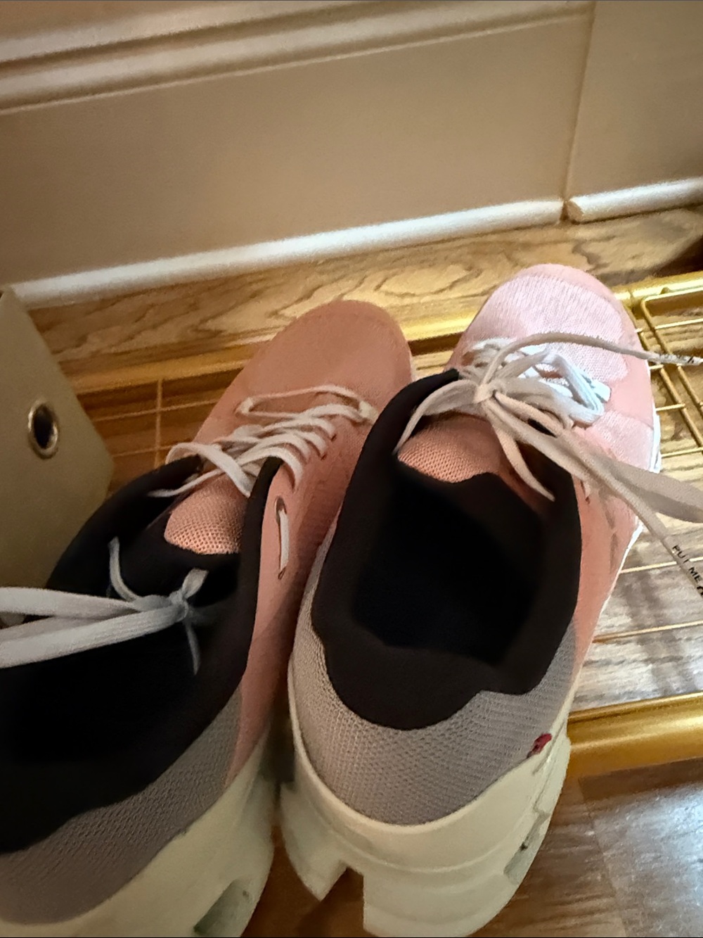 On Running Women's Pink and Gray Lace-Up Sneakers